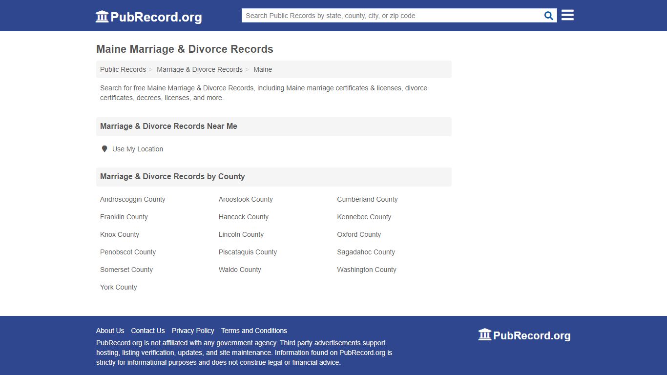 Free Maine Marriage & Divorce Records - PubRecord.org