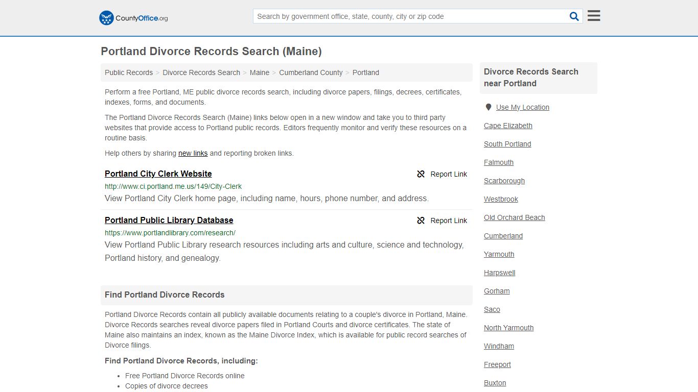 Portland Divorce Records Search (Maine) - countyoffice.org
